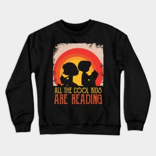 All The Cool Kids Are Reading Book Vintage Reto Sunset Crewneck Sweatshirt